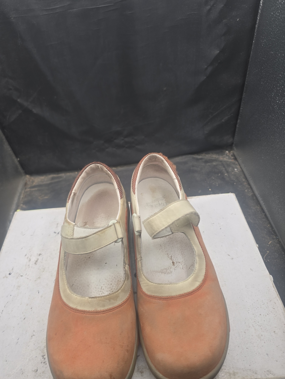 Dansko Orange and Cream Mary Jane Clogs